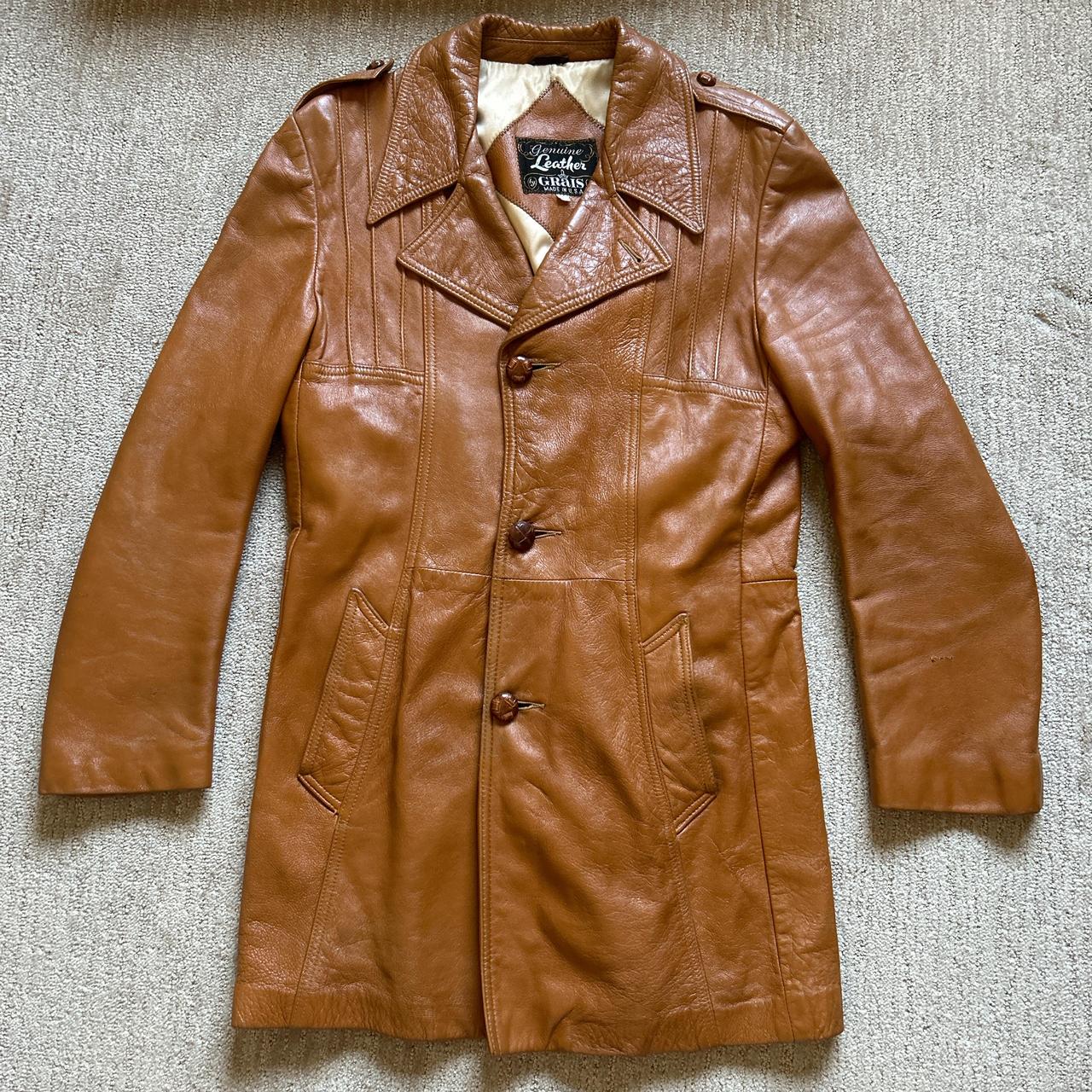 Vintage Grais leather jacket 1970s vintage genuine. Depop