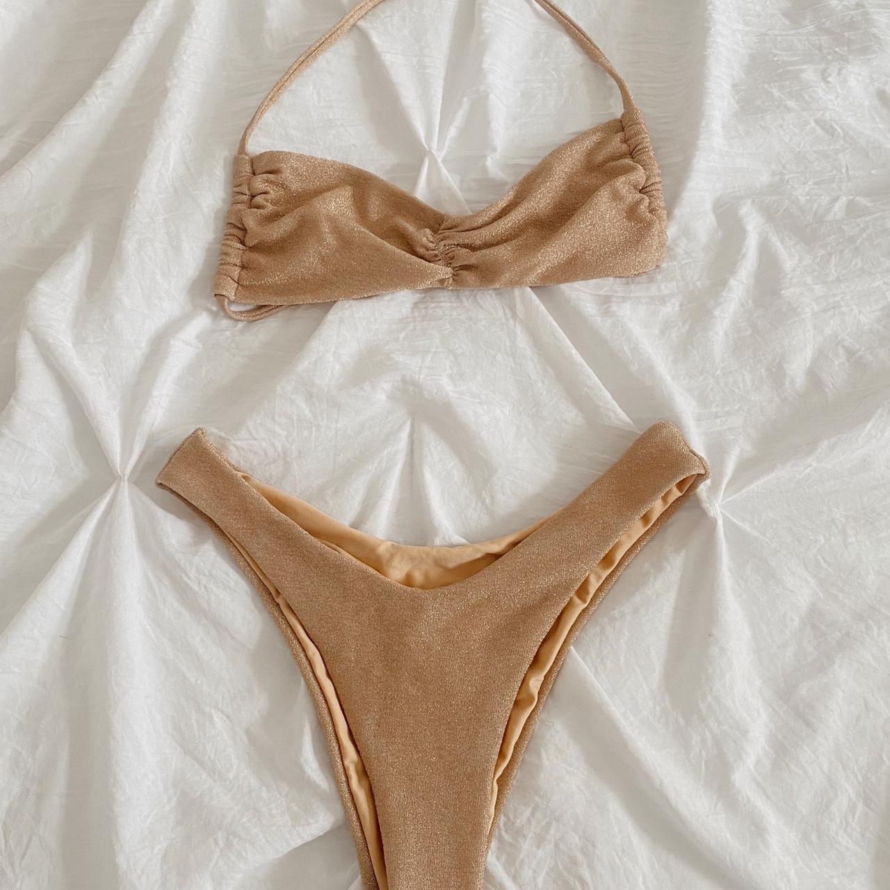 princess polly gold glitter bikini size 0/2 Depop