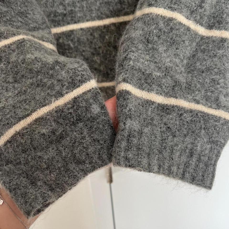 Acne Studios Grey Striped Rhira Sweater Size Depop