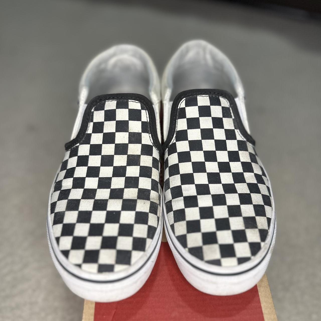 Black and white checkered slip ons. Mens 4.5