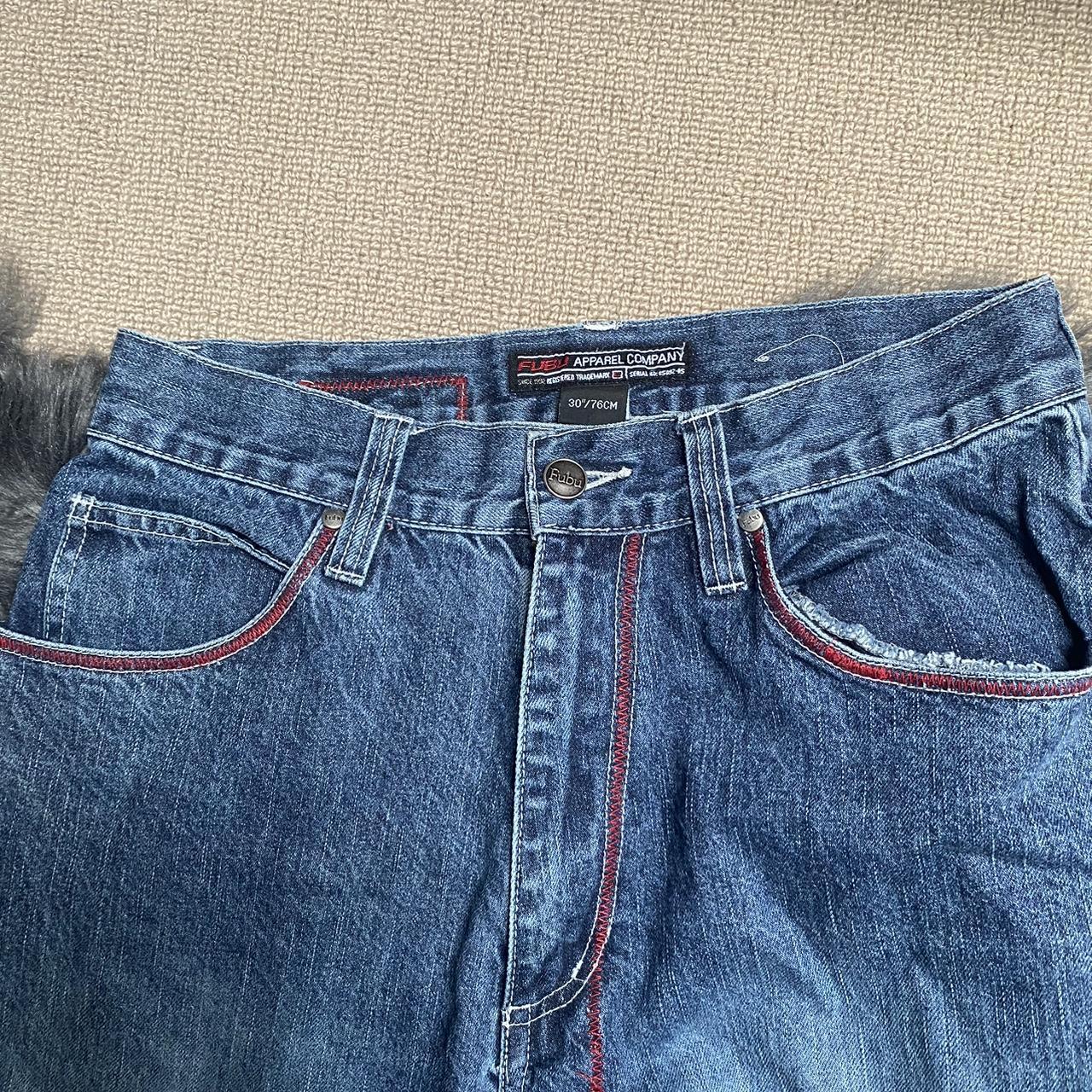 Selling my rare embroidered fubu jeans w30 L32 Wide... - Depop