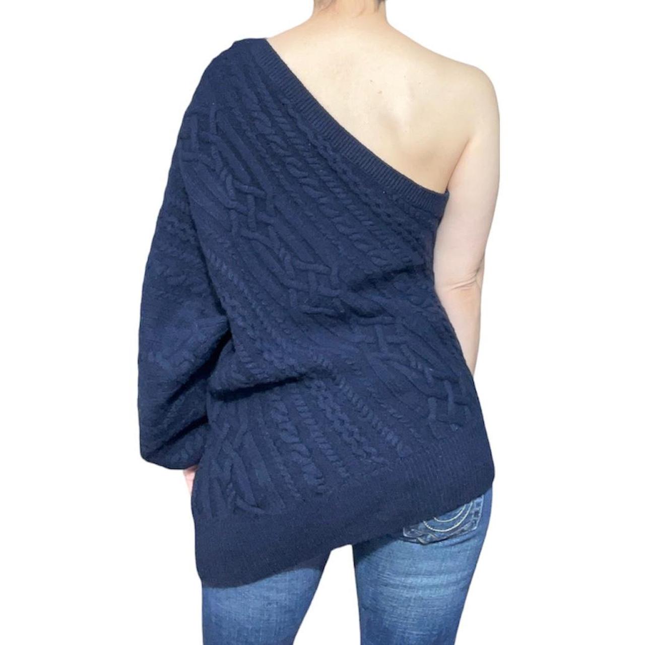 Navy Cable Knit One Shoulder Sweater by JOIE (name Depop