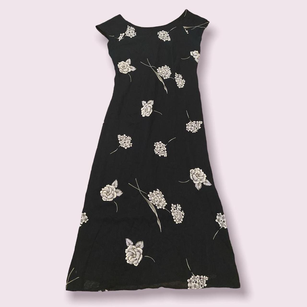 Vintage Jones New York dress black and white floral Depop