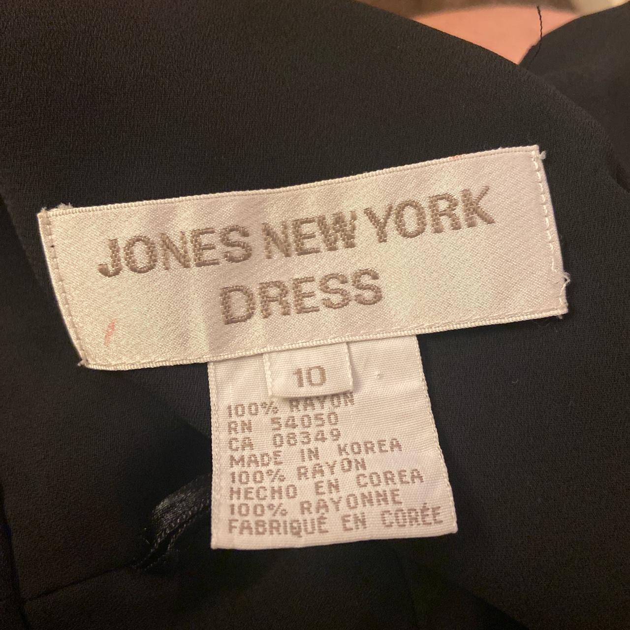 Vintage Jones New York dress black and white floral - Depop
