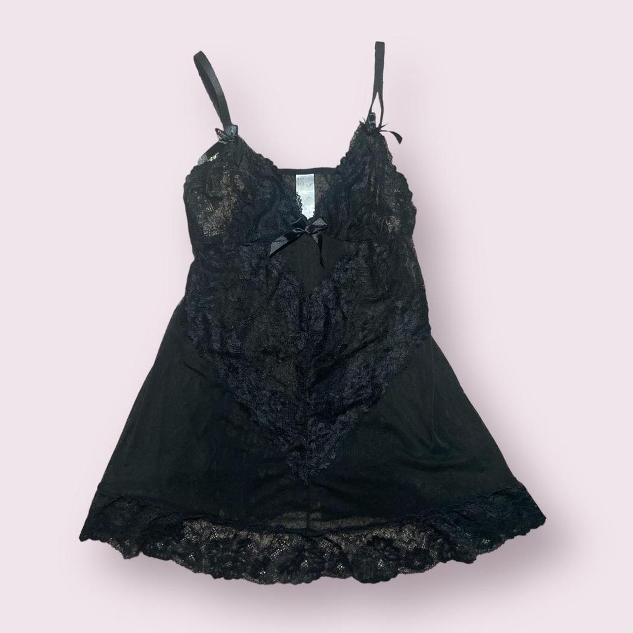 Baci black lace sheer slip dress - Depop
