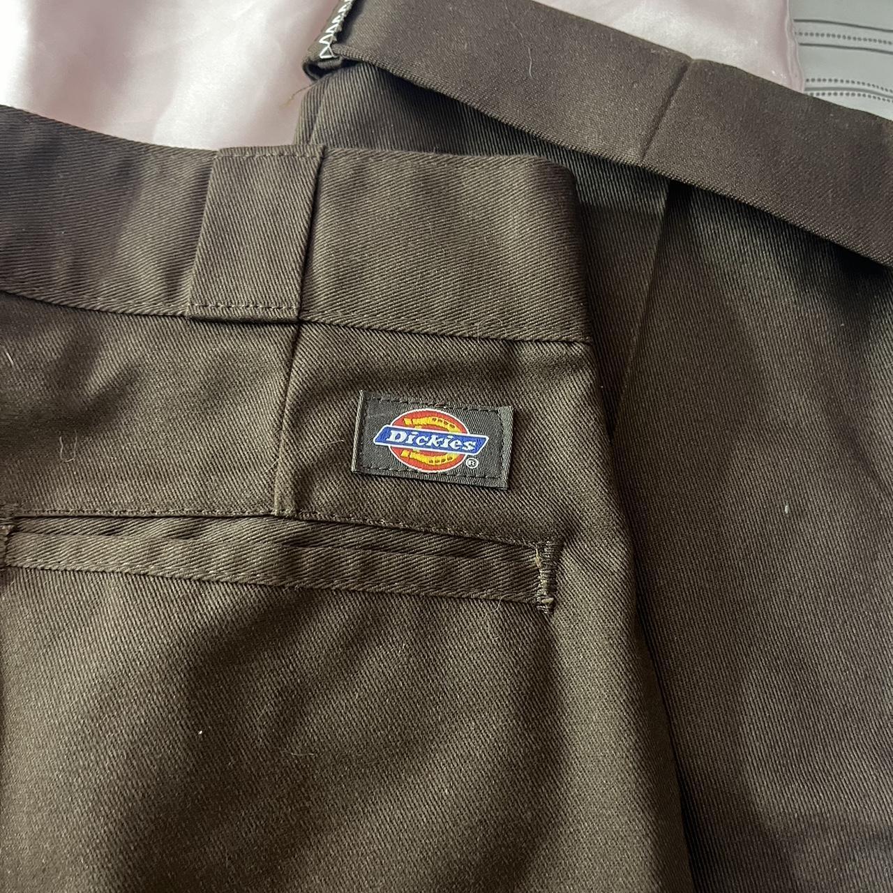 brown dickies pants size 28x32 high waisted fits... - Depop