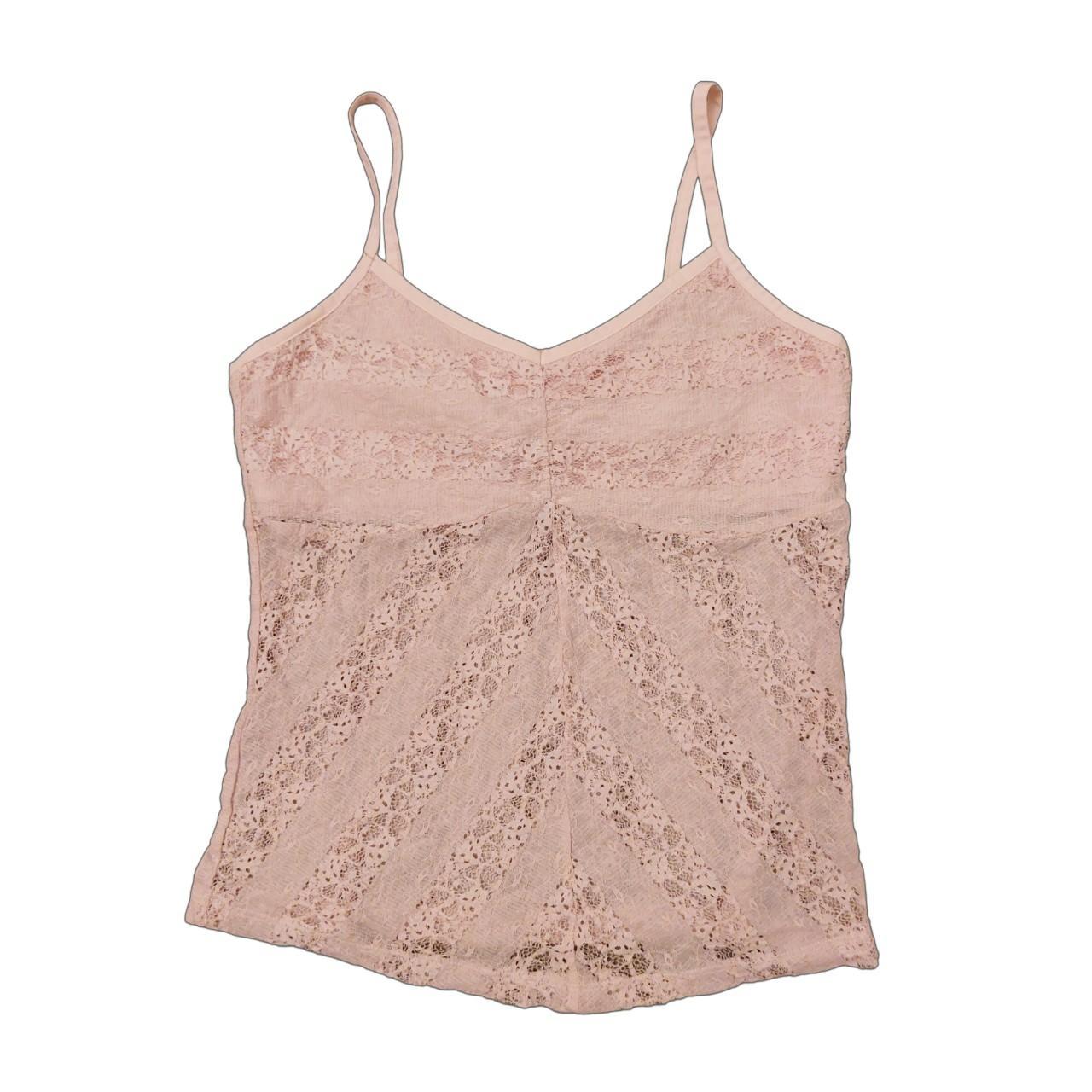 Retro Coquette Peach Pink Lace Cami Lingerie Top Depop