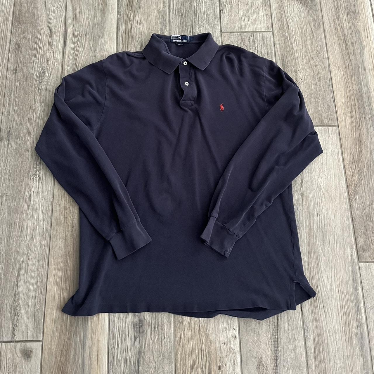 Ralph Lauren Men's Navy and Red Shirt | Depop