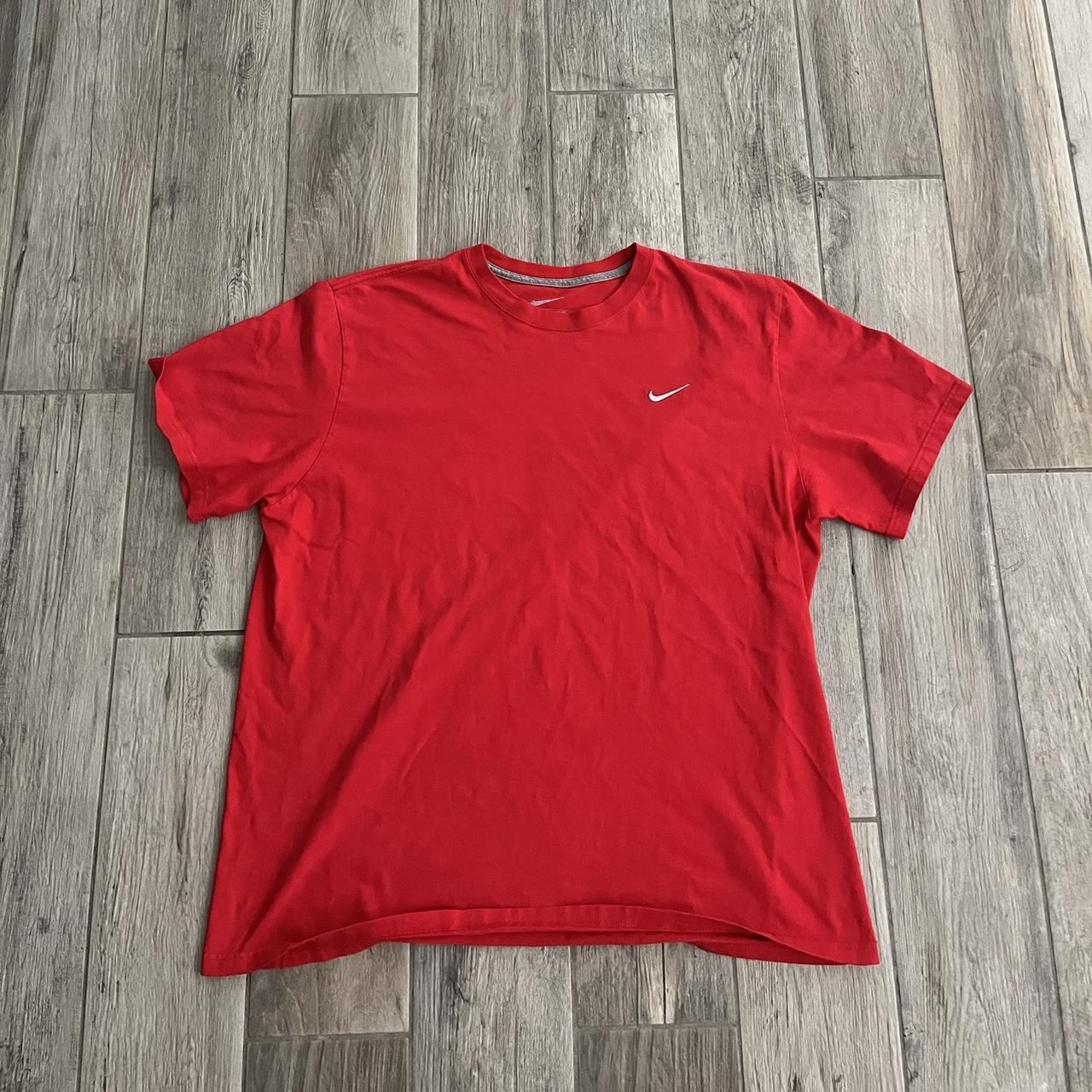 mens red and white nike shirt