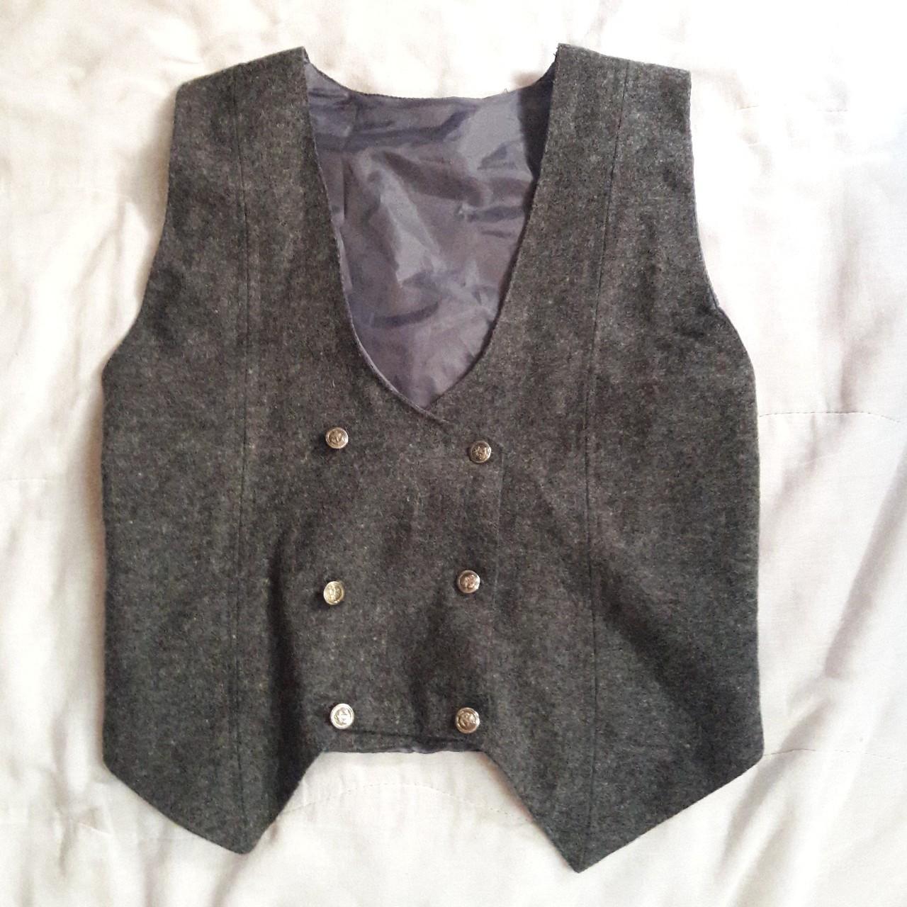 handmade formal grey vest 💼 size M in perfect... - Depop