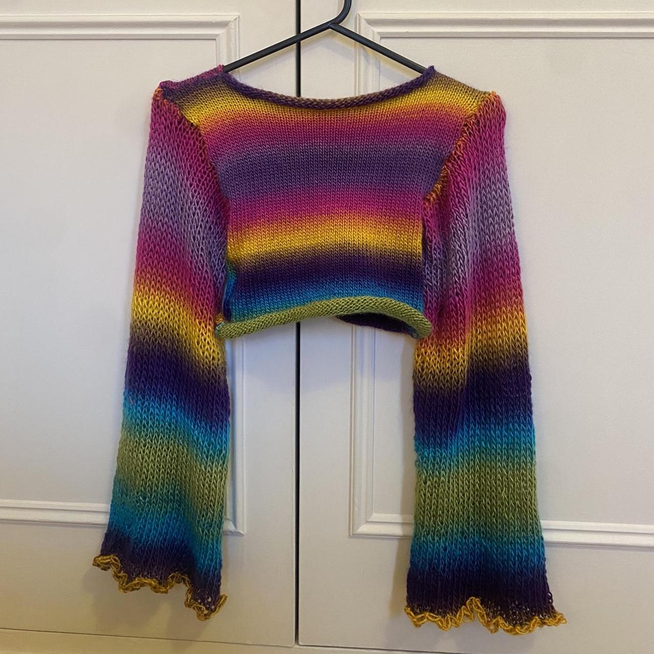 Yarnstruly cropped knitted rainbow jumper!! 🌈🌈 Size... - Depop