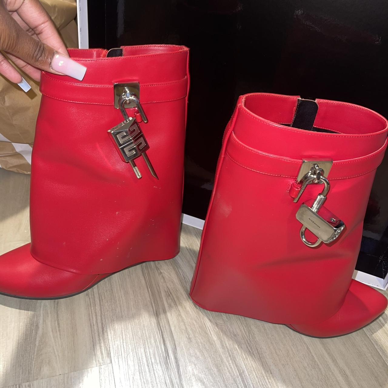 Givenchy shark hotsell lock boots red