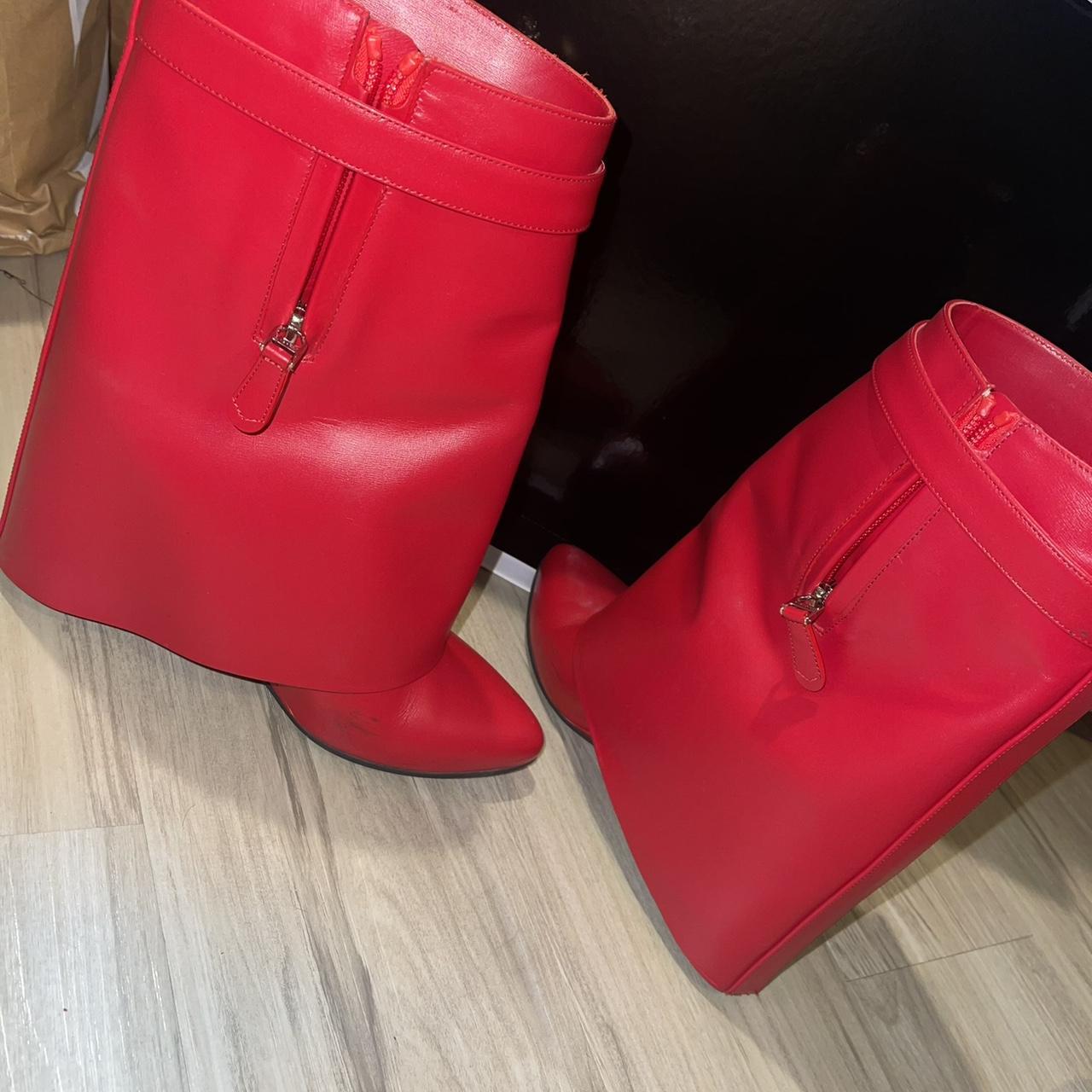 Red givenchy shark lock hot sale boots