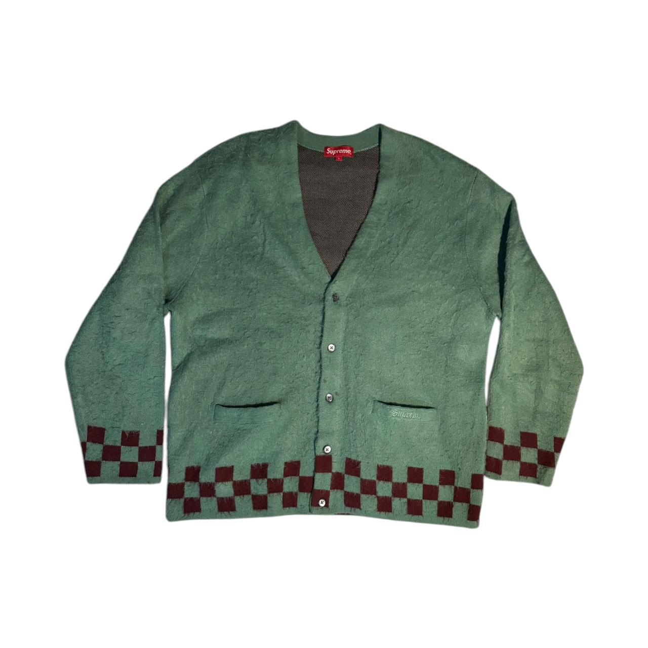 SUPREME Brushed CheckerboardチェッカーカーディガンL Supreme Brushed Checkerboard cardigan(Supreme Brushed great