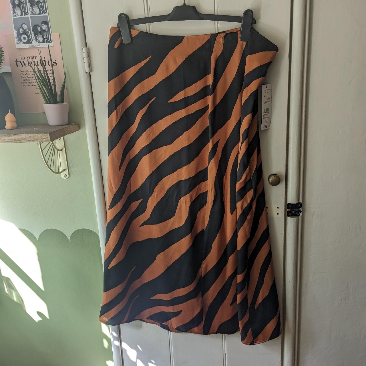 Depop Burgundy Skirt Primark Fashion Leopard Print Midi Skirt Primark  Animal Print Midi Satin