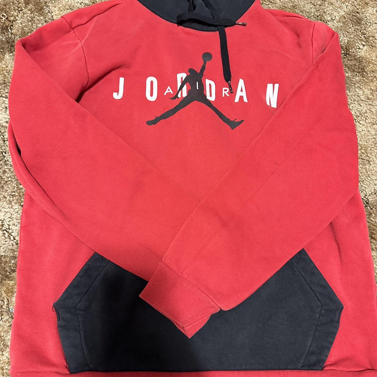 Air Jordan red and black hoodie. Size small women’s - Depop