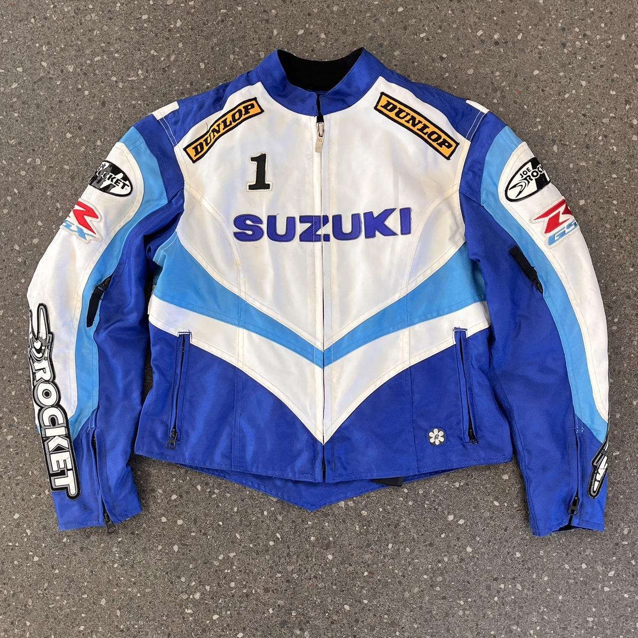 suzuki x joe rocket womens motorbike jacket blue, | Depop