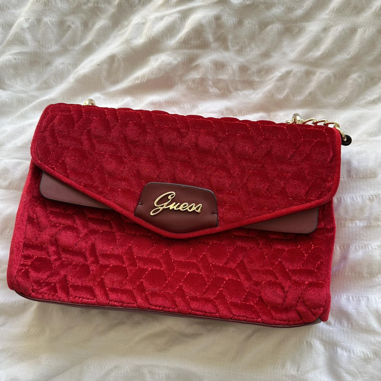 GUESS Red velvet multiway bag. Can be double... Depop