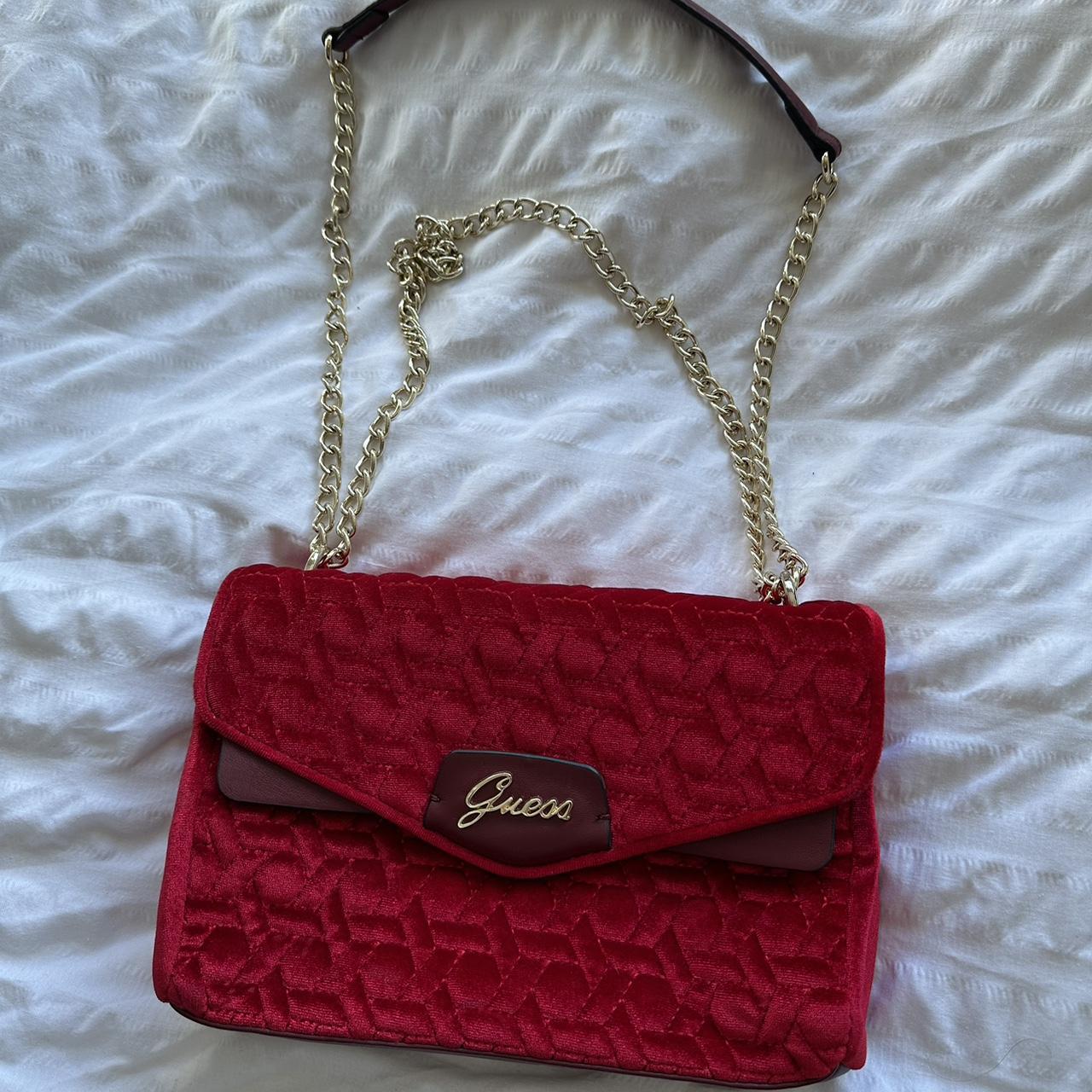 GUESS Red velvet multiway bag. Can be double... Depop