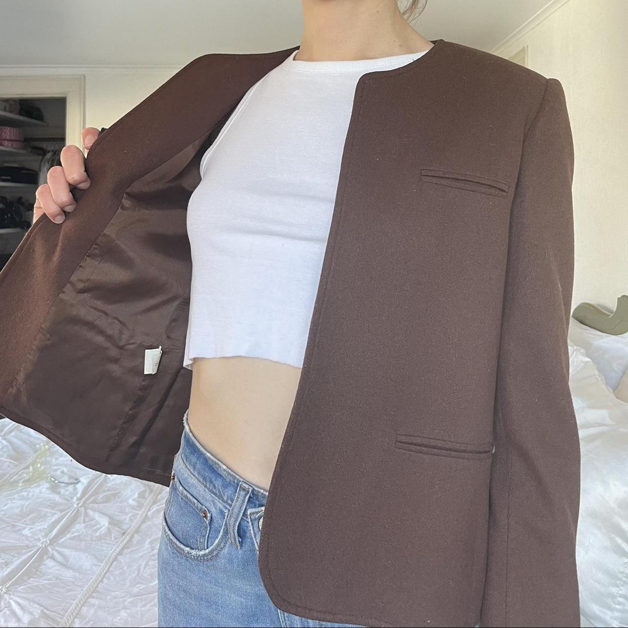 Vintage Brown wool blazer Women’s sz.10 In... Depop