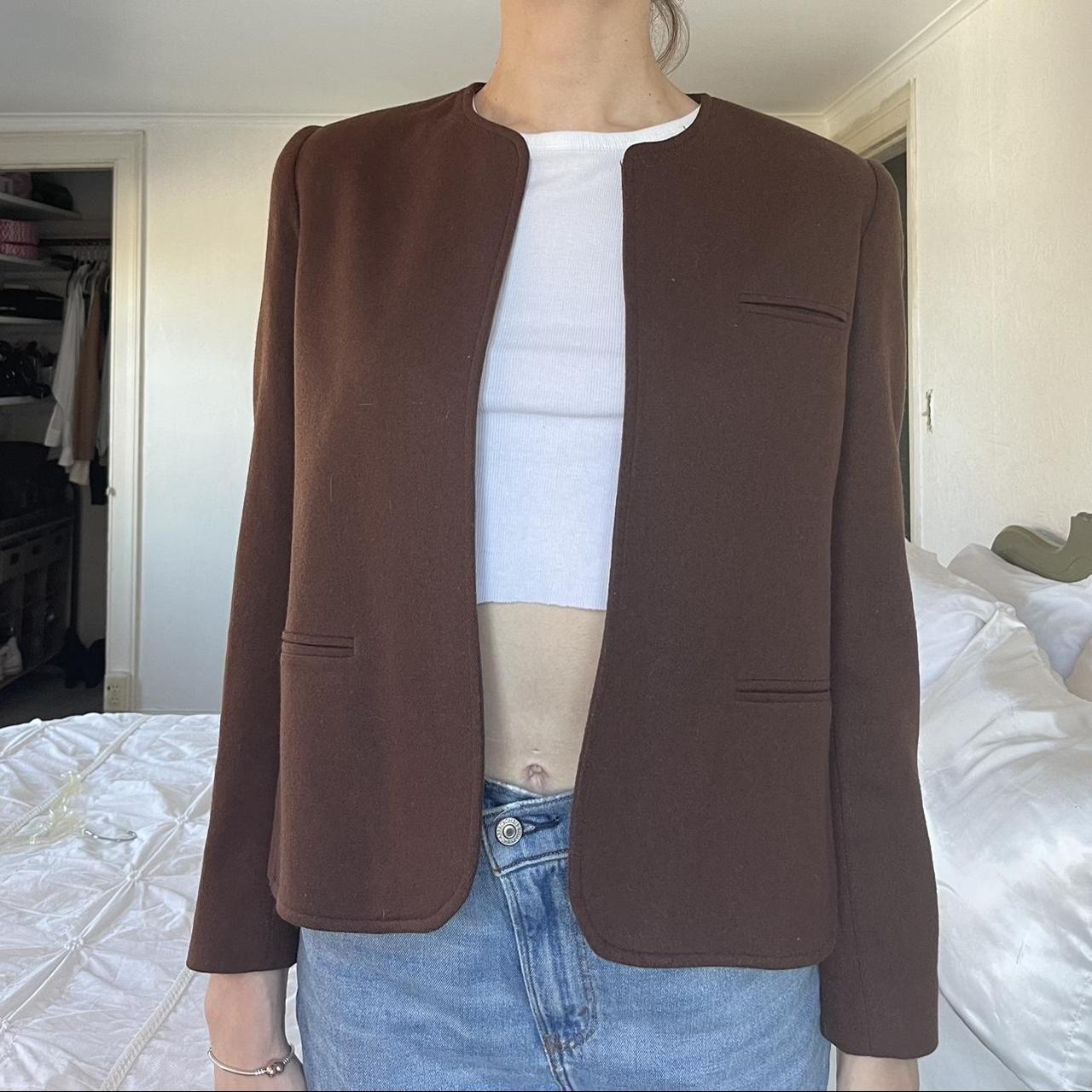 Vintage Brown wool blazer Women’s sz.10 In... Depop