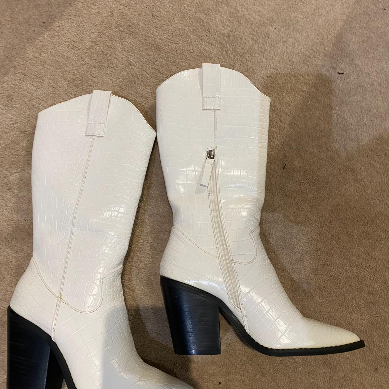 Glassons Milk Croc Cowboy Boots Size AU 6... Depop