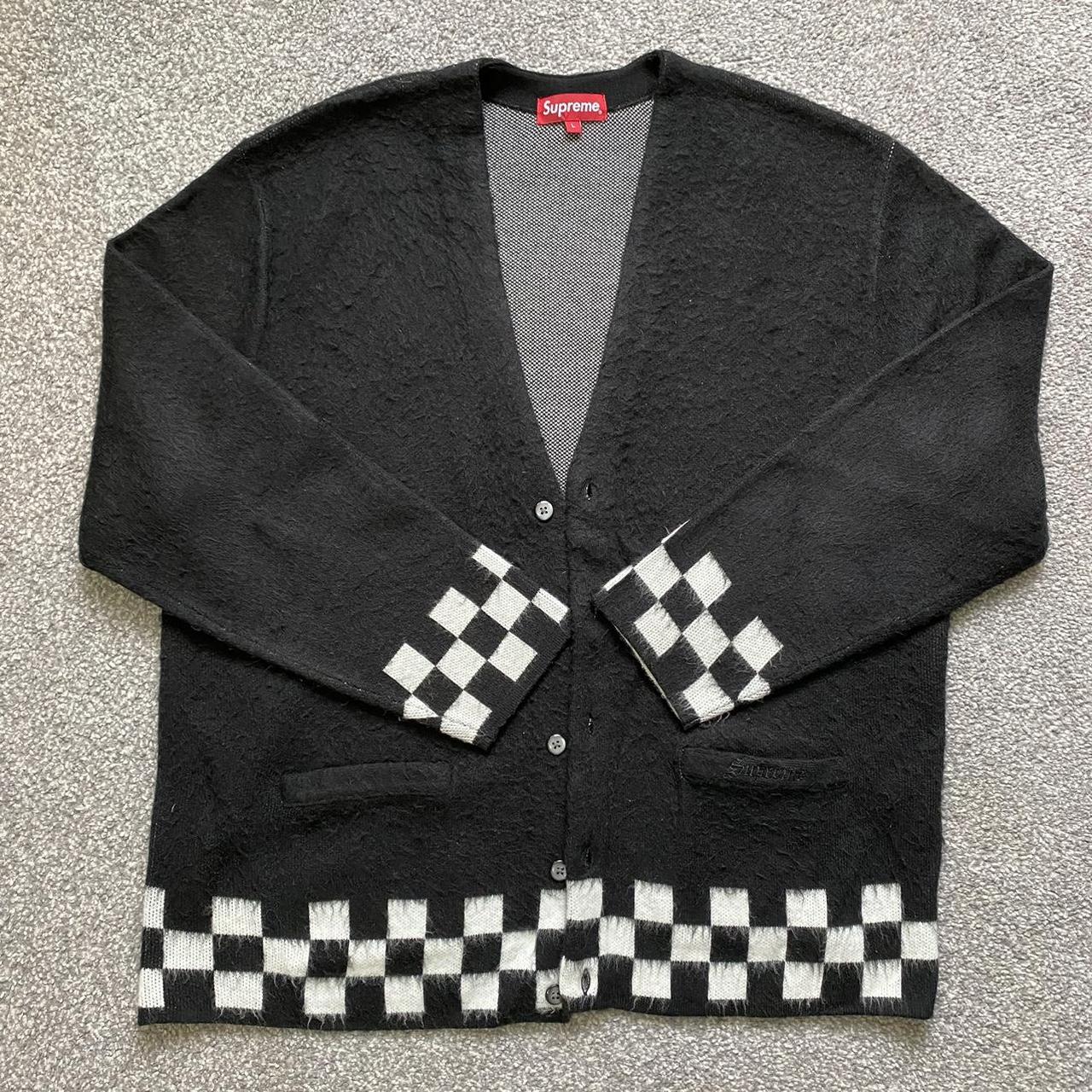 Supreme Brushed Checkerboard Cardigan Colour: Black... - Depop