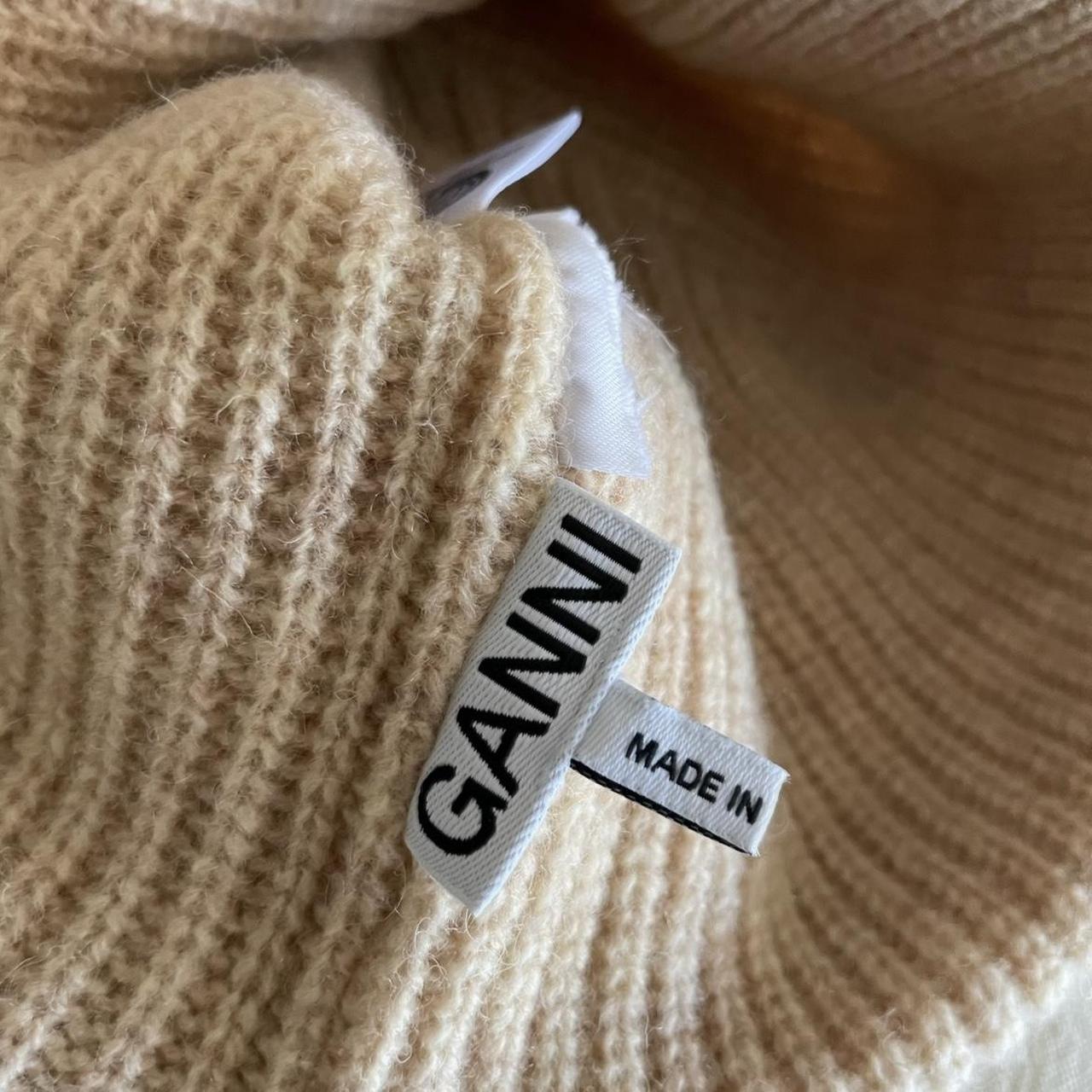 Ganni Women's Tan and Cream Hat Depop