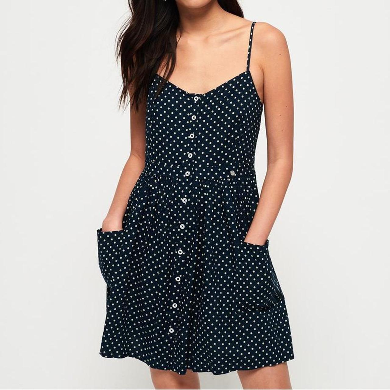 Superdry navy blue polka dot dress with