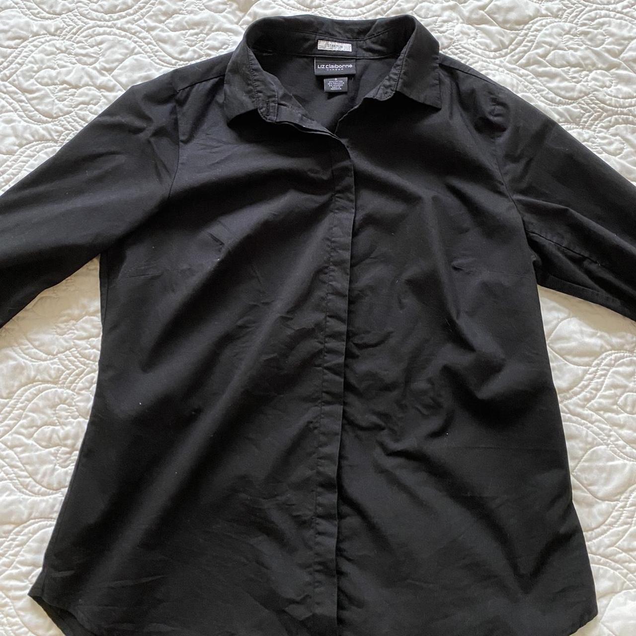 Liz Claiborne Women's Black Blouse | Depop