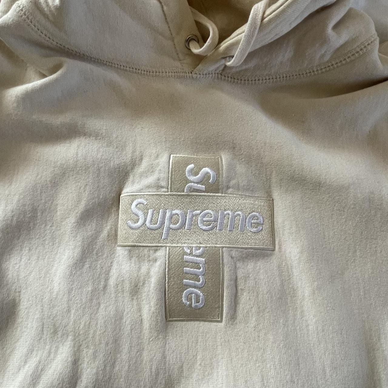 Supreme Cross Logo Hoodie (Cream/White) Size Large... - Depop