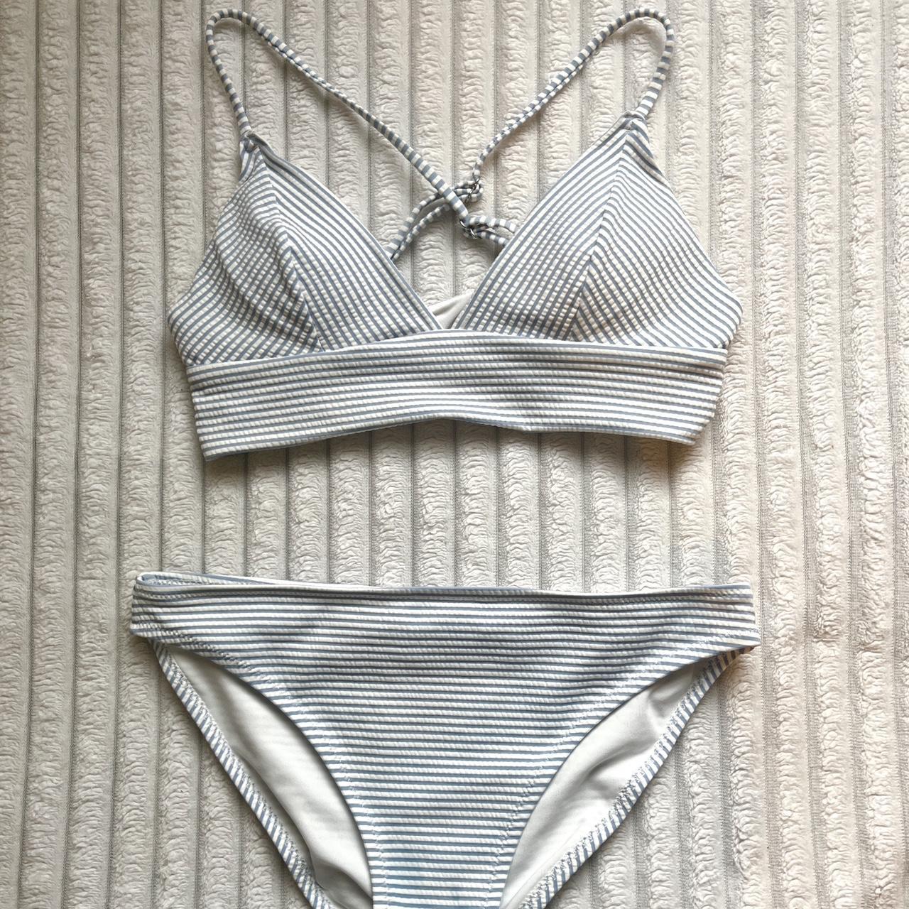 H&m blue and white hotsell striped bikini