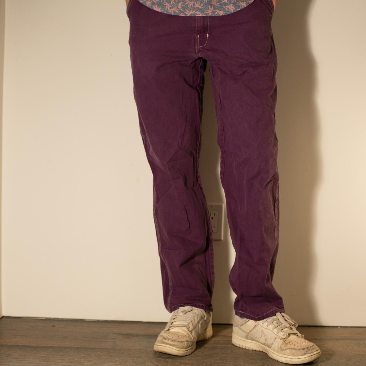 Dickies Men's Burgundy and Purple Trousers Depop
