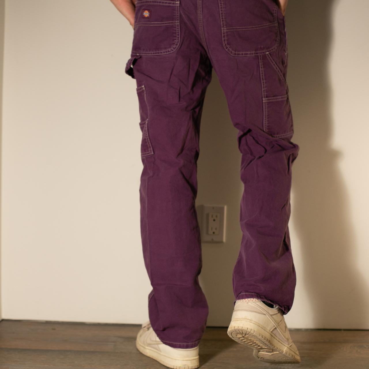 Dickies Men's Burgundy and Purple Trousers Depop