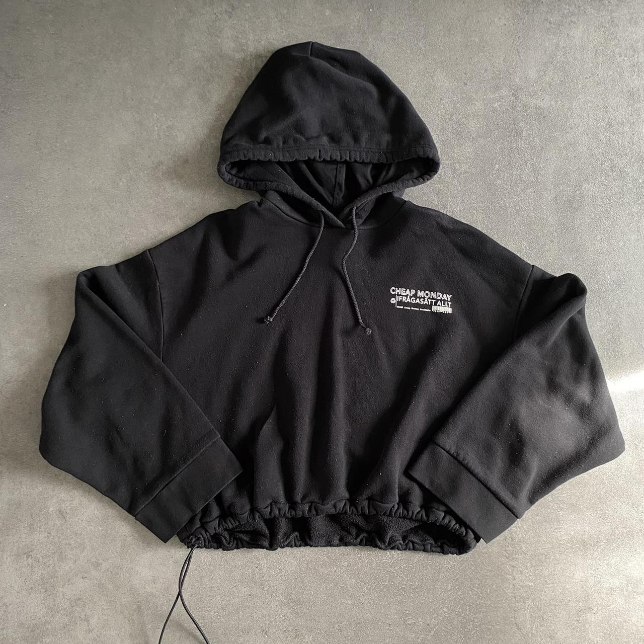 Cheap Monday cropped black hoodie - Depop
