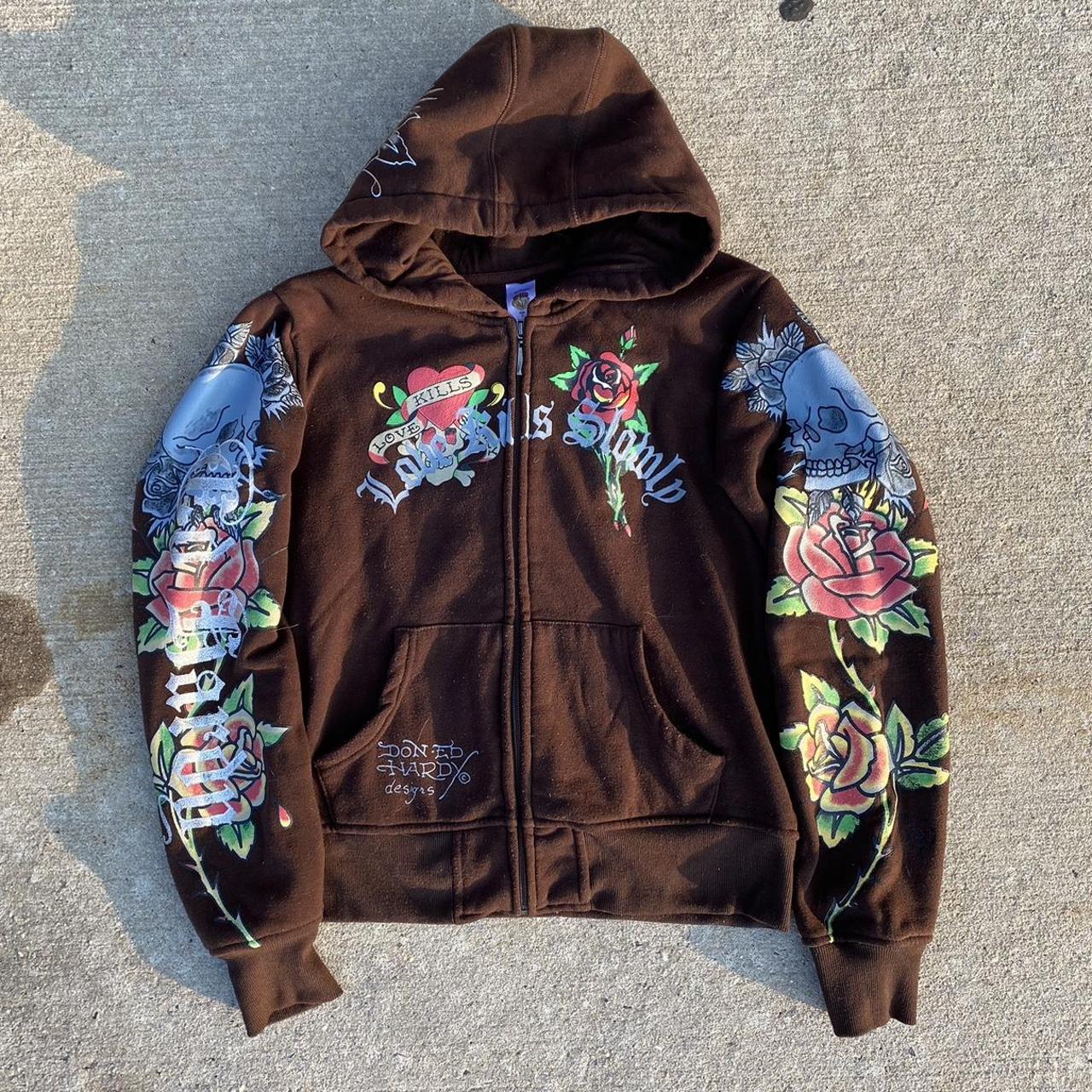 Vintage Early 2000s Ed Hardy Hoodie Size Large In... - Depop