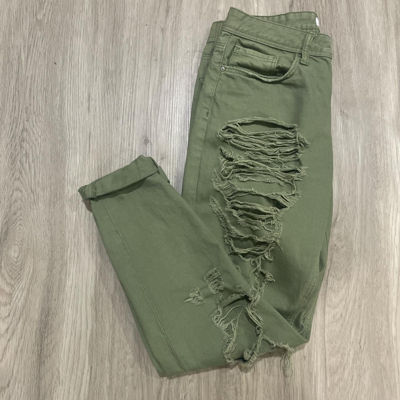 Khaki 2024 ripped jeans