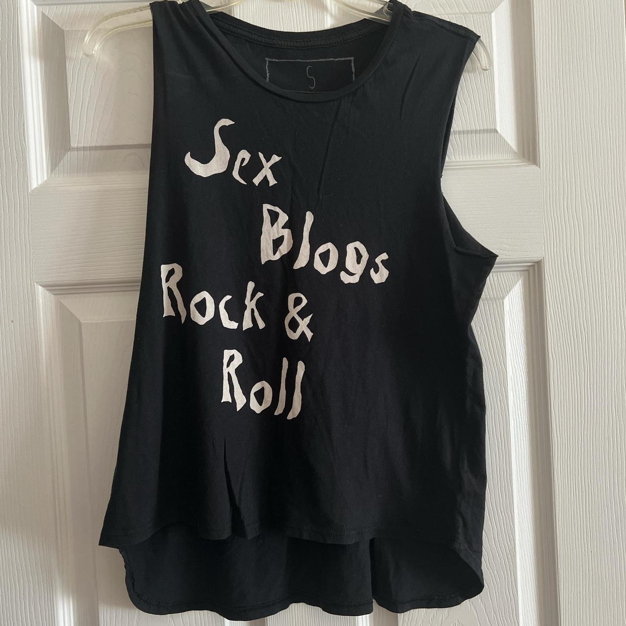 Sex blogs and rock&Roll Black/white T-shirt top,... - Depop