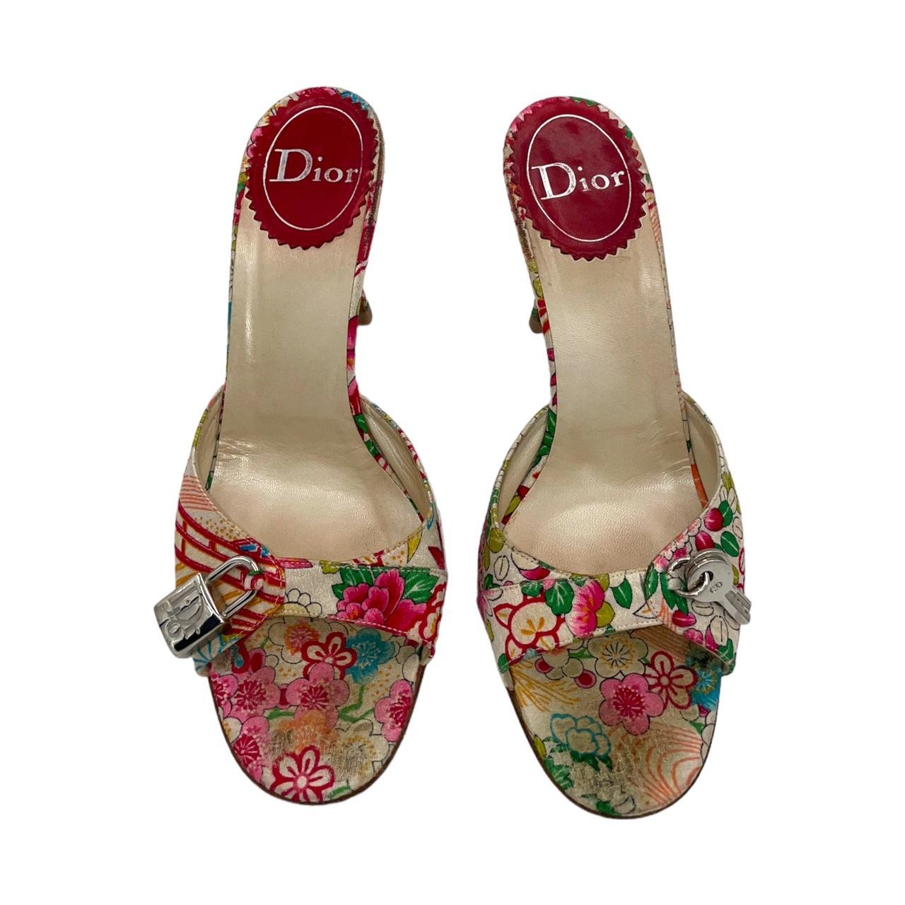 Dior lock + key mules in a gorgeous floral print | Depop