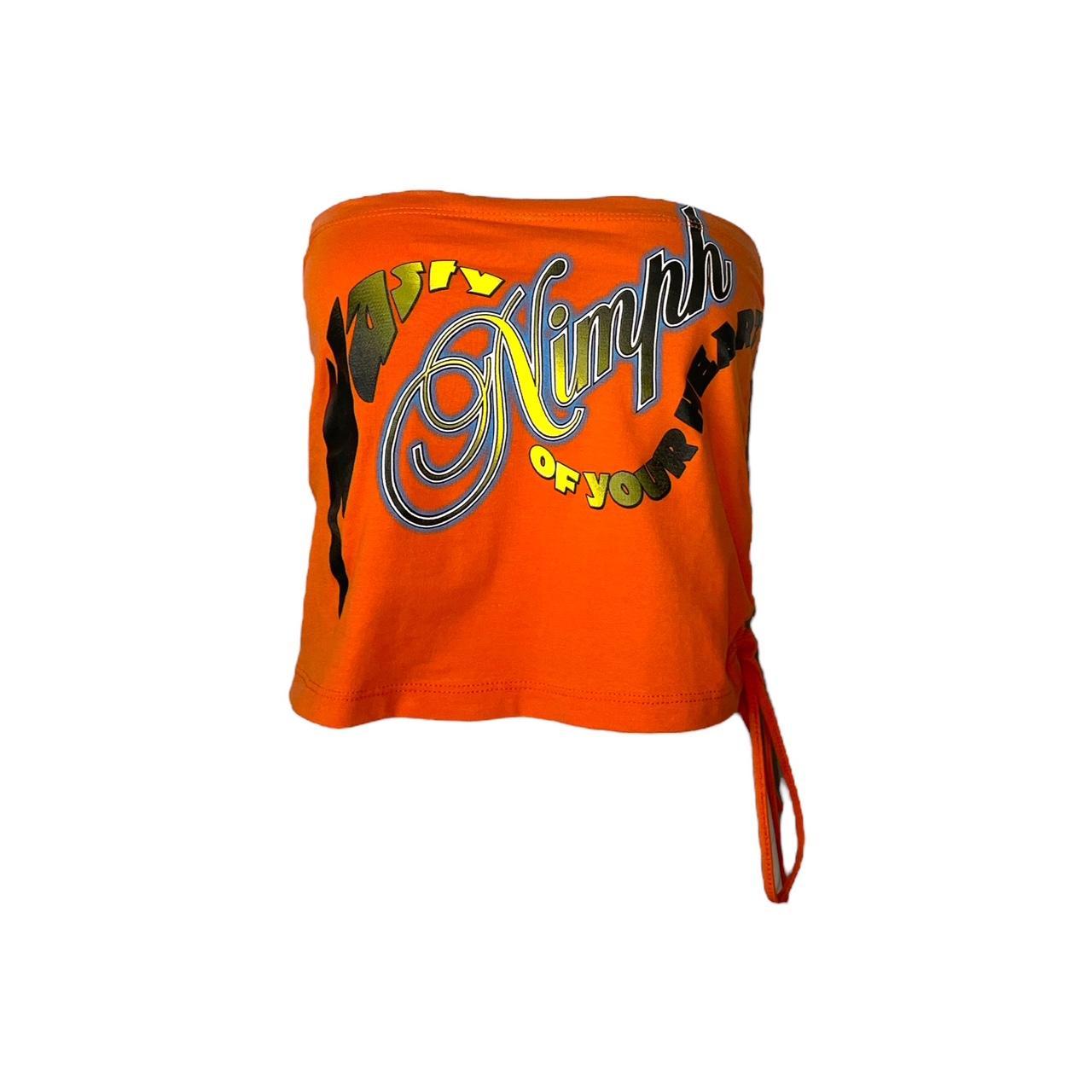 DOLCE&GABBANA D&G オレンジ　テープ　タンクトップ　ロゴ D&G by dolce & Gabbana graphic orange tube top | Depop