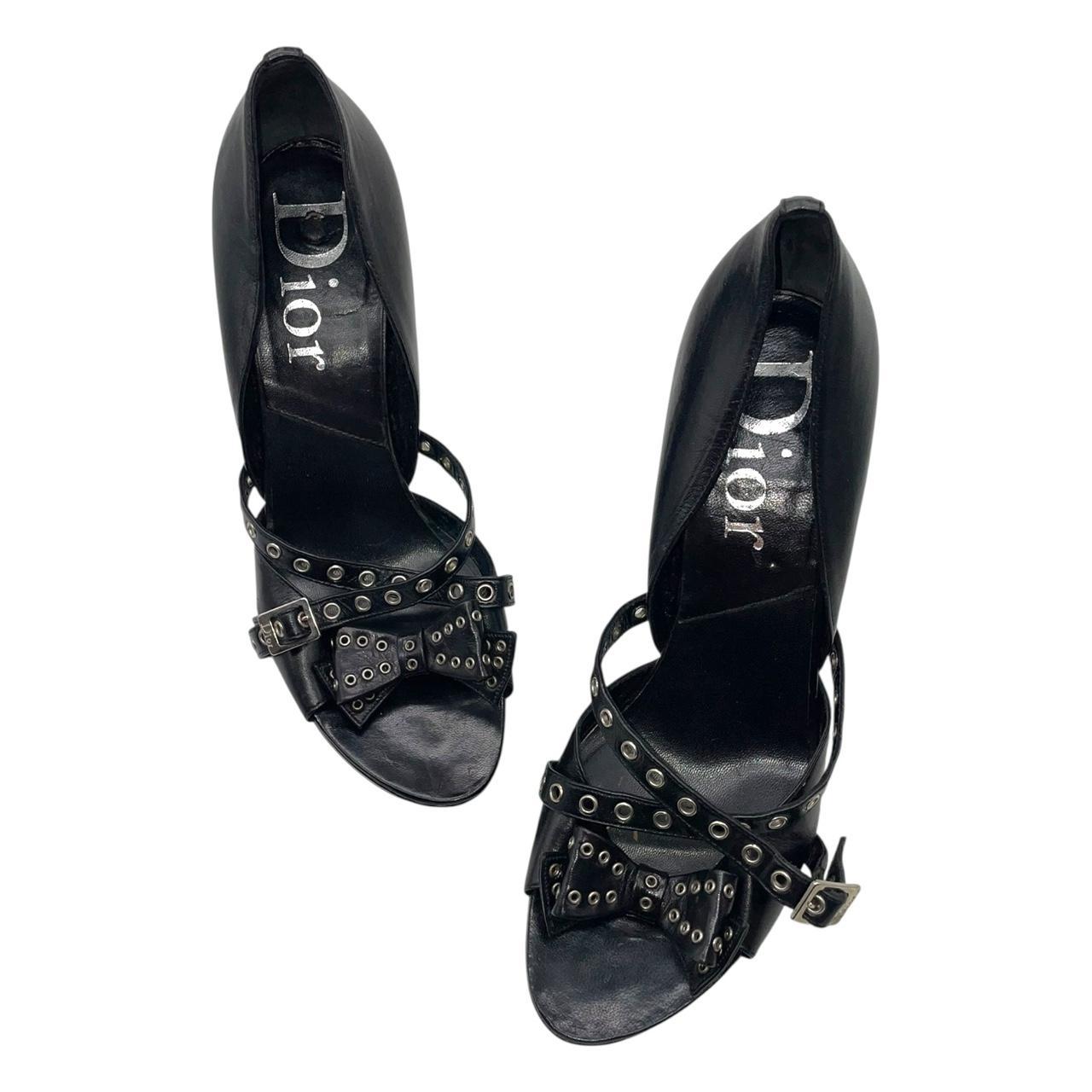 靴 Vintage Dior Key Buckle Heel Sandals Christian_Dior_blk-