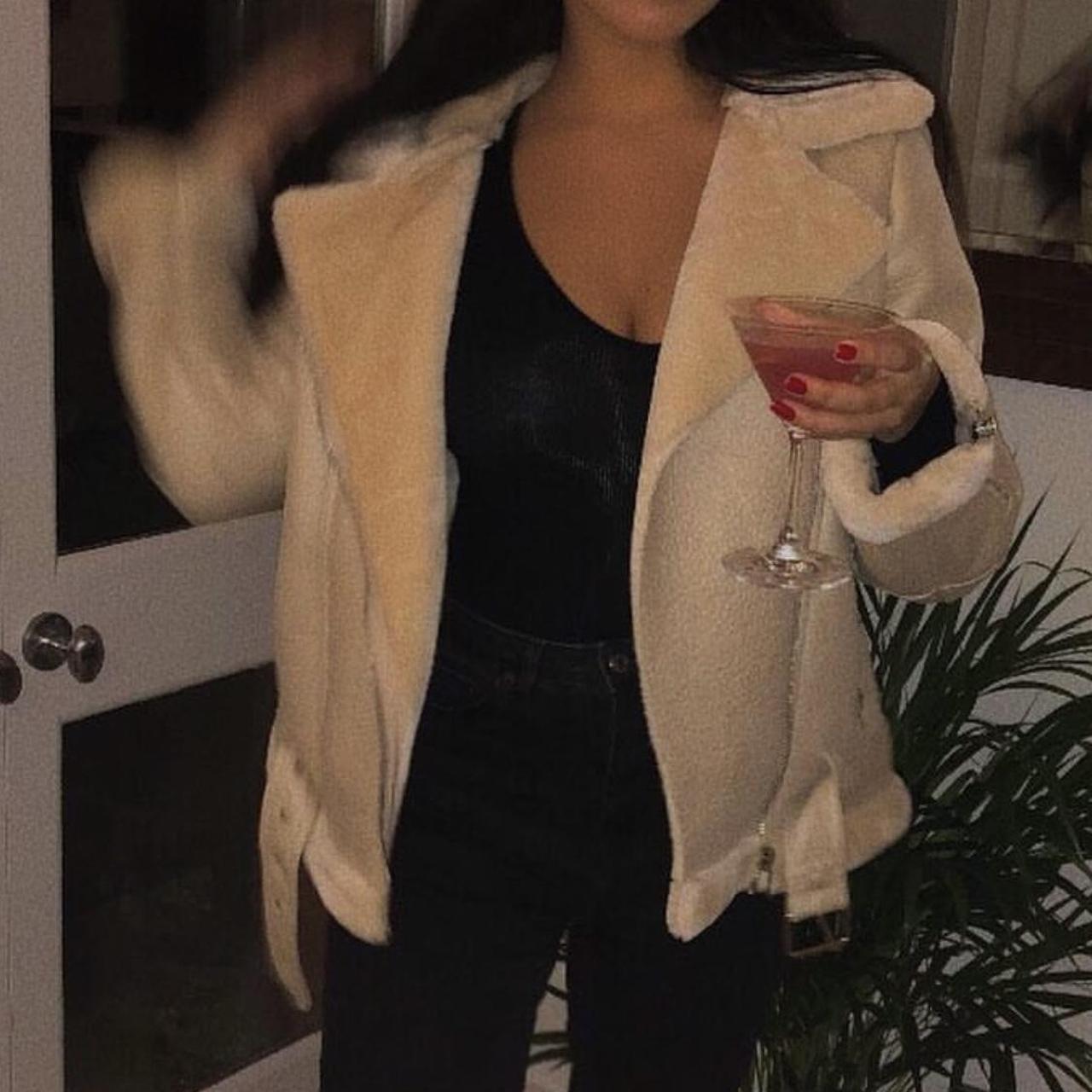 Off white aviator jacket size 10 Slight... Depop