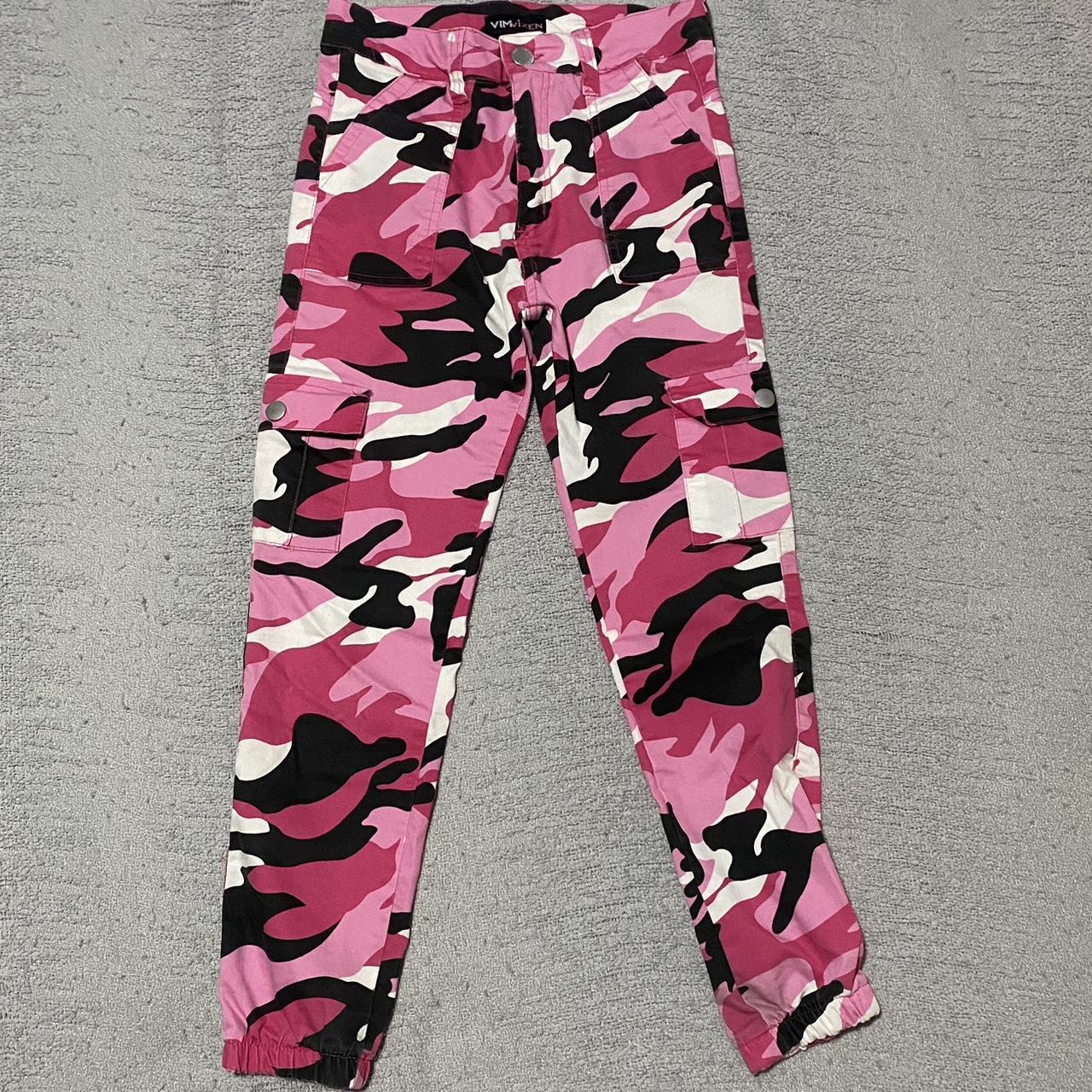 Pink and white camo sales pants