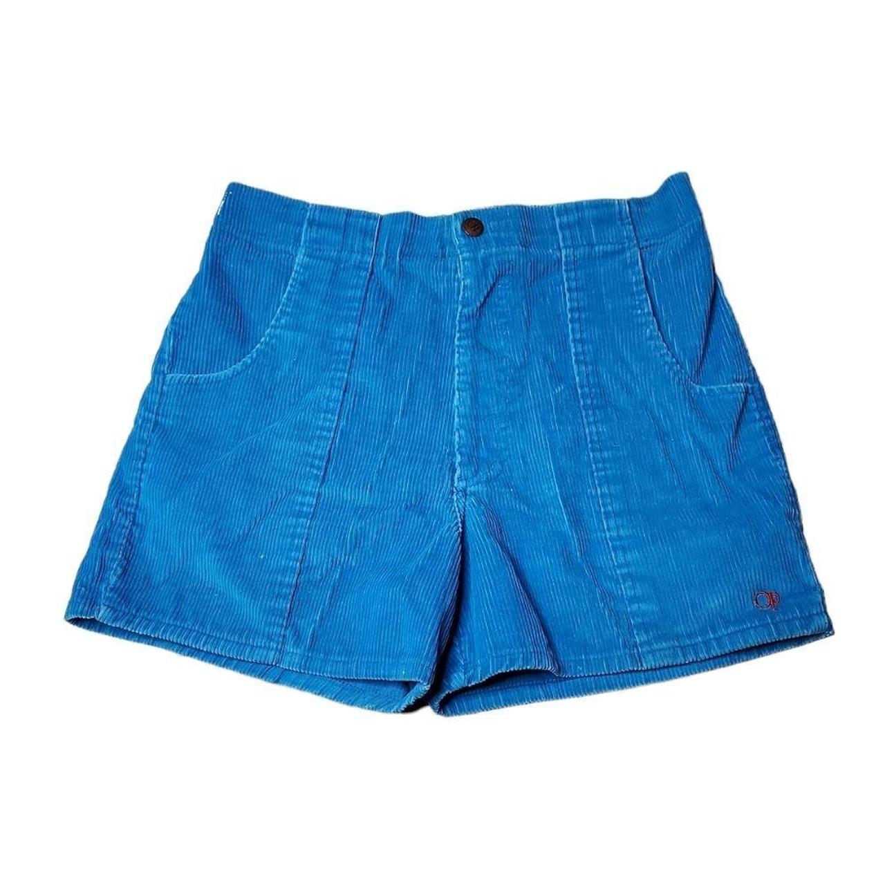 Vintage OP corduroy deep pocket blue 4" shorty... Depop