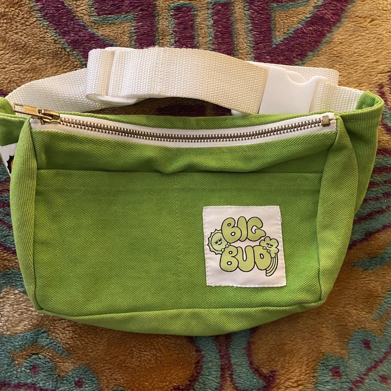 BIG BUD PRESS green Fanny pack. Pre worn with a bit... - Depop