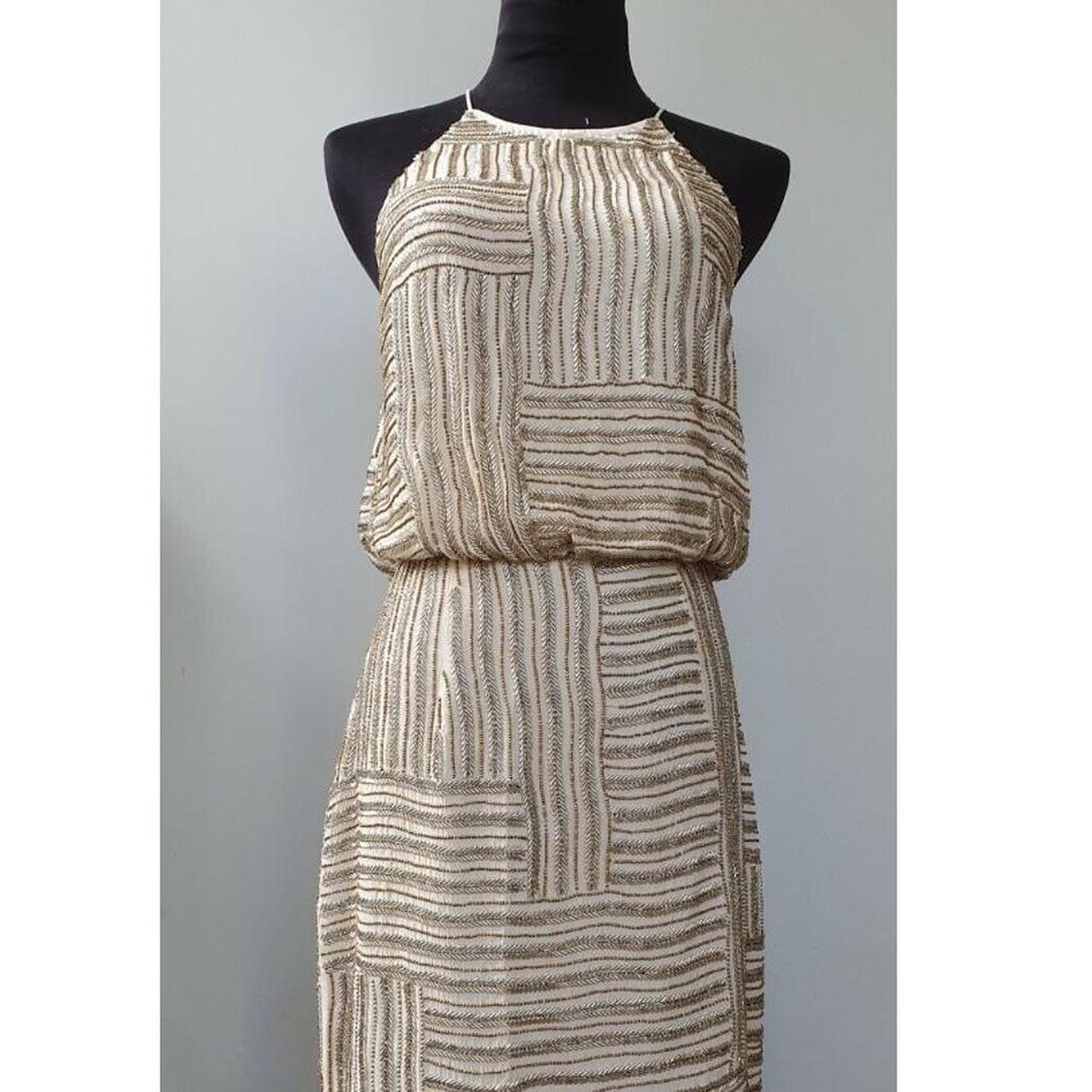 Diane Von Furstenberg gold beaded midi dress size 8