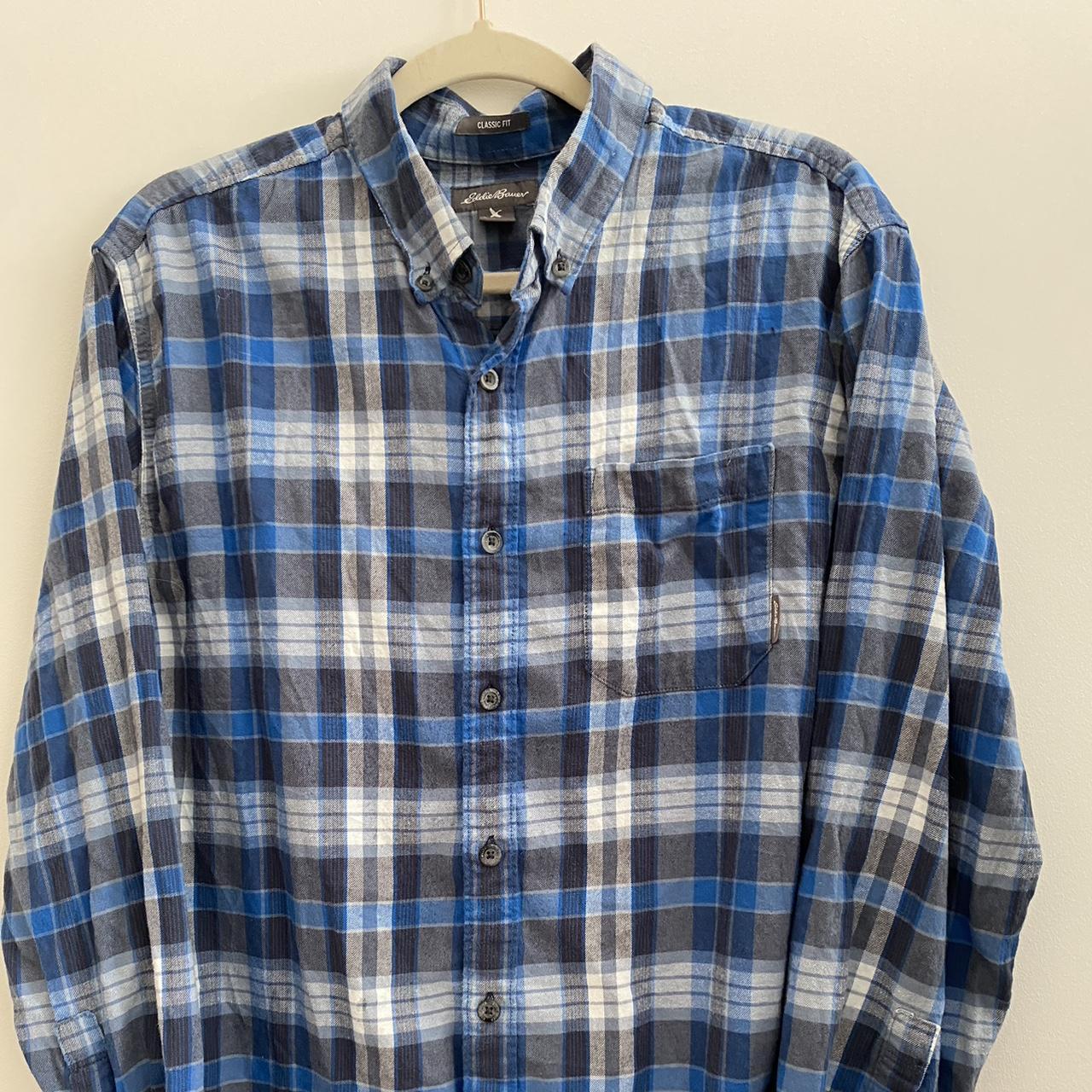 Eddie Bauer Men's Black and Blue Shirt | Depop