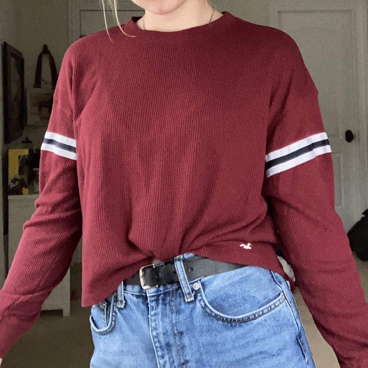 hollister “boyfriend tee” waffle knit sweater. super... Depop