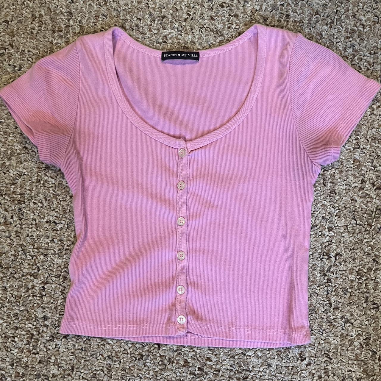 Brandy Melville Women's Pink Shirt Depop