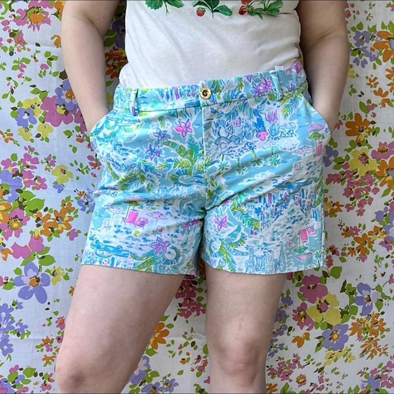 Lilly Pulitzer Women's Blue and Pink Shorts | Depop